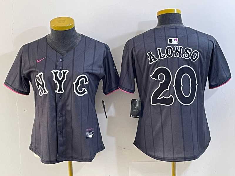 Women%27s New York Mets #20 Pete Alonso Grey 2024 City Connect Cool Base Stitched Jersey
